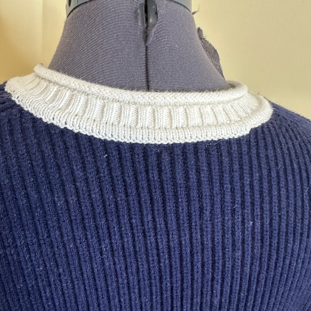 NWT Anthropologie Maeve blouson sleeve button up cardigan navy and white - Picture 10 of 17